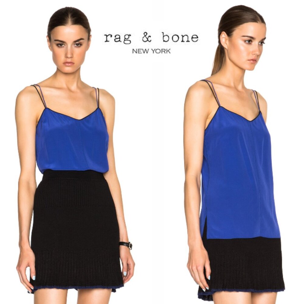 Rag & Bone 100% Silk Blue Camisole Clematis Top (Size S)